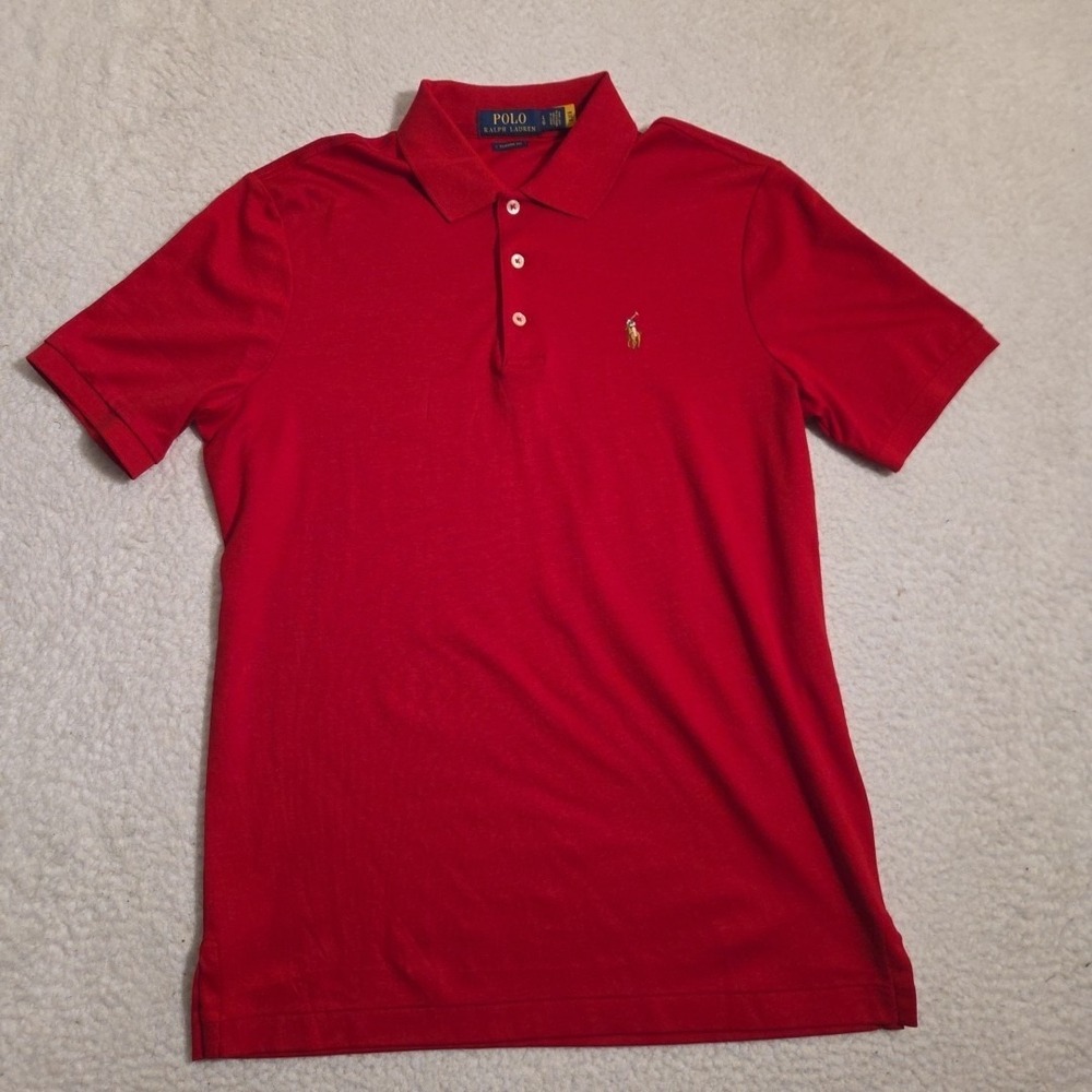 Polo Ralph Lauren Men's Red Classic Fit Short Sleeve Polo Shirt Color Pony